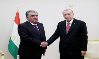 Cumhurbaşkanı Erdoğan, Tacikistan Cumhurbaşkanı Rahman ile bir araya geldi